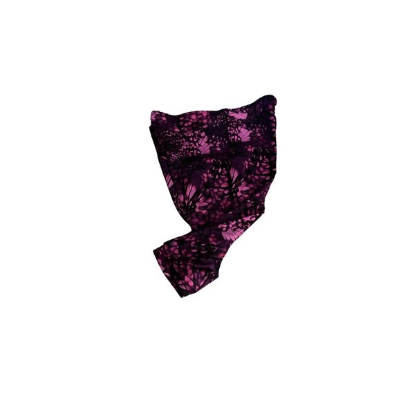 JMS Just My Size Womans 3X Active Leggings Dark Purple Black Floral - Picture 4 of 12